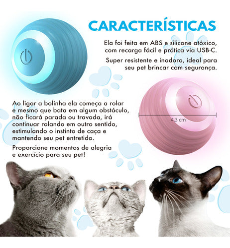 Bola Automática Anda Gira Mexe Sozinha P/ Gato Cachorro Pets