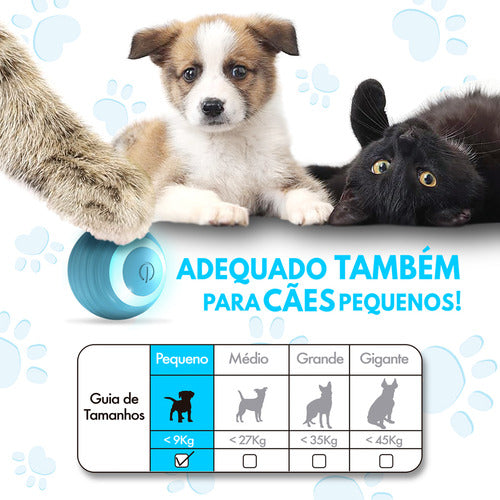 Bola Automática Anda Gira Mexe Sozinha P/ Gato Cachorro Pets