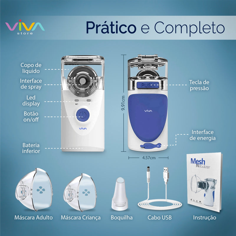 Novo Inalador Nebulizador Ultrassônico Portátil Mesh | O Alívio Rápido e Silencioso Que a Sua Família Merece