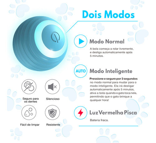 Bola Automática Anda Gira Mexe Sozinha P/ Gato Cachorro Pets
