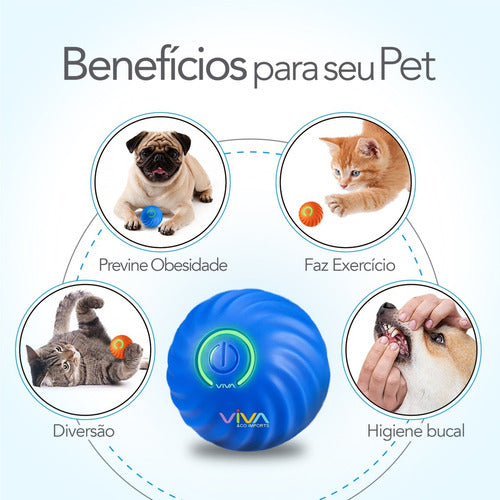 Bola Inteligente Anda Gira Mexe Sozinha Pets Gatos Cachorros