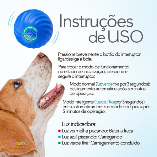 Bola Inteligente Anda Gira Mexe Sozinha Pets Gatos Cachorros